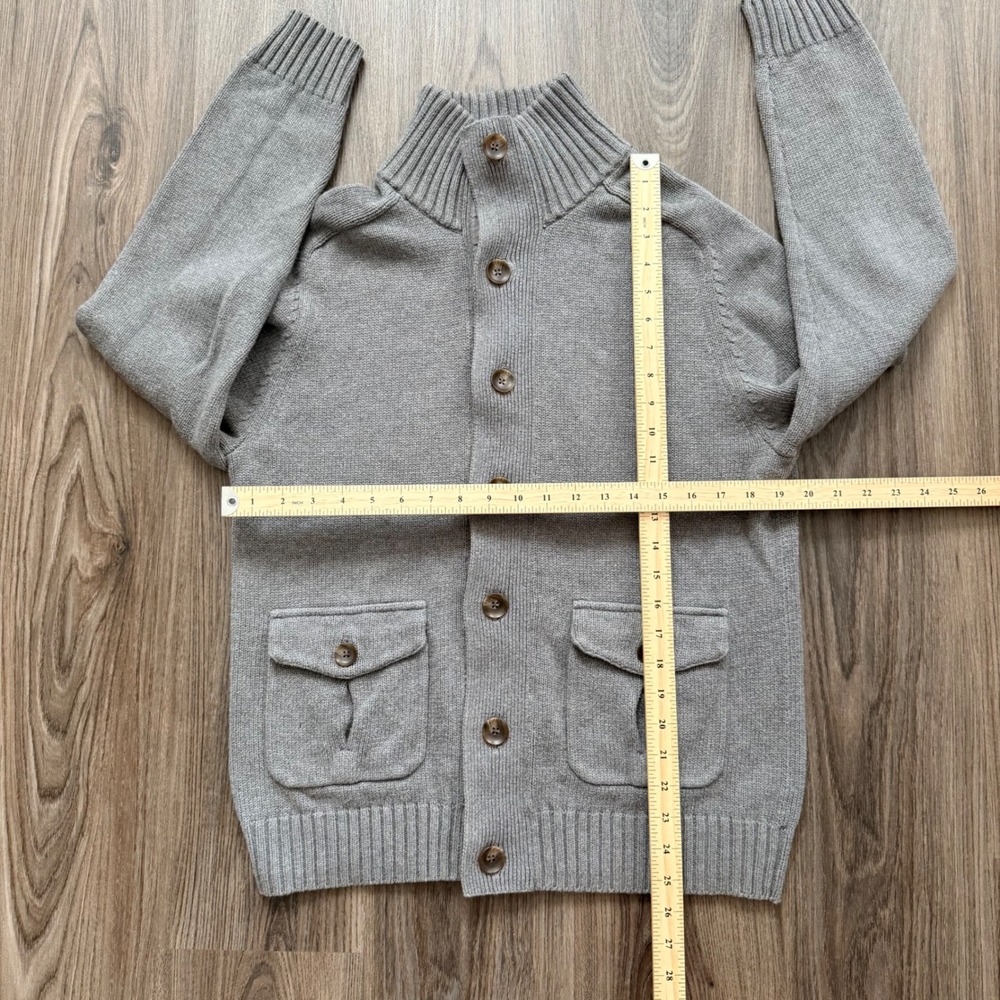 Gap Mens Gray Mock Neck Button Front Cardigan Sweater Cargo Pockets 768752-00 M - Picture 5 of 7